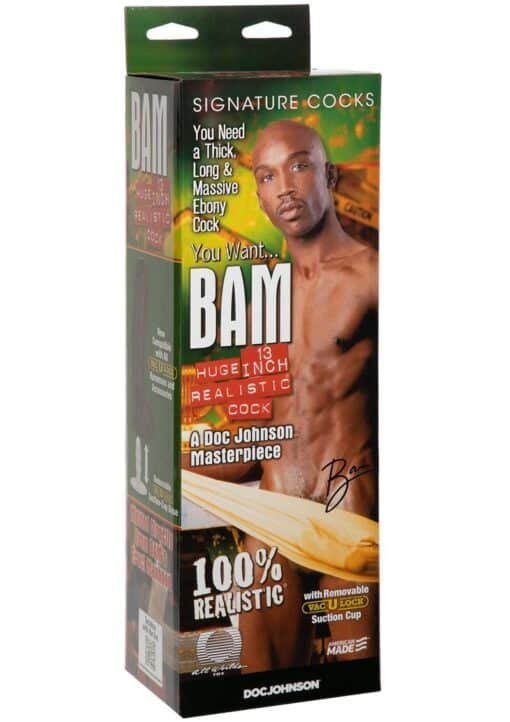 Vac-U-Lock Signature Cocks Firmskyn Bam Dildo with Removable Suction Cup 13in – Chocolate