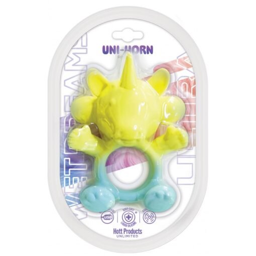 Wet Dreams Uni Horn Rechargeable Silicone Cock Ring - Multicolor