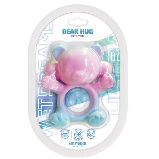 Wet Dreams Bear Hug Rechargeable Silicone Cock Ring - Multicolor