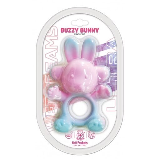 Wet Dreams Buzzy Bunny Rechargeable Silicone Cock Ring - Multicolor