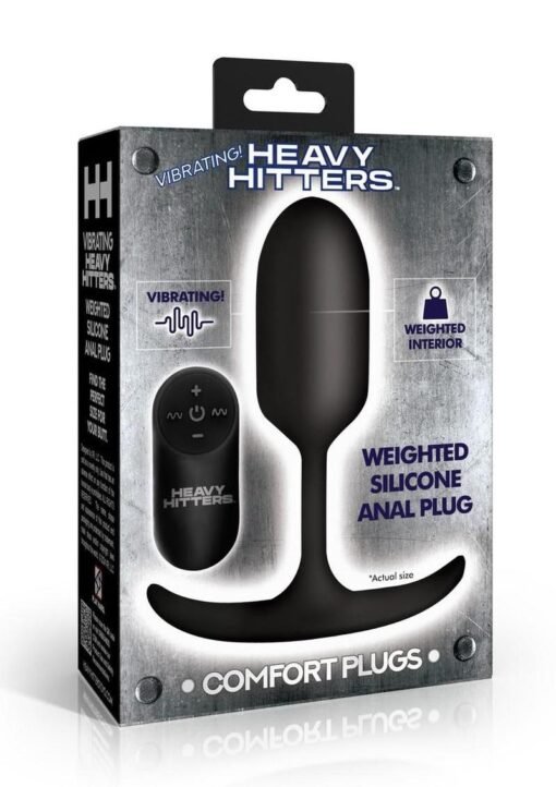 Heavy Hitters Vibrating Weighted Silicone Anal Plug - Medium - Black