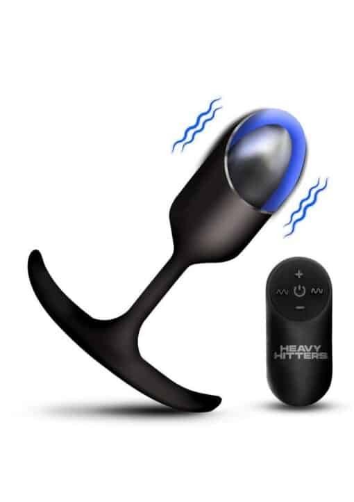 Heavy Hitters Vibrating Weighted Silicone Anal Plug - Medium - Black - Image 2