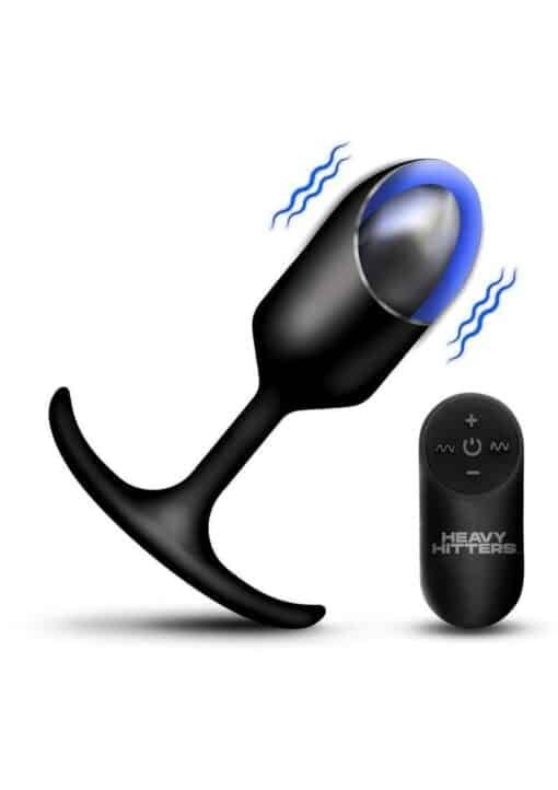 Heavy Hitters Vibrating Weighted Silicone Anal Plug - XLarge - Black - Image 4