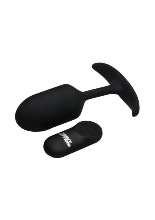 Heavy Hitters Vibrating Weighted Rechargeable Silicone Anal Plug - Large - Black - Image 4