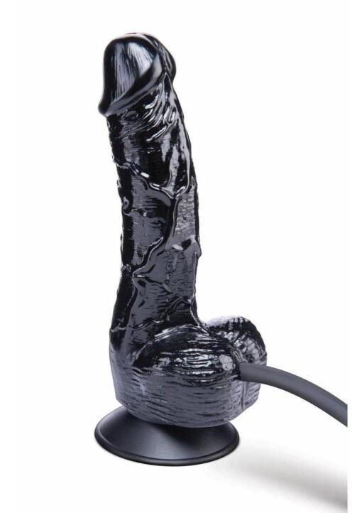 Size Up Ripple Inflatable Silicone Dildo with Balls 6in - Black - Image 4
