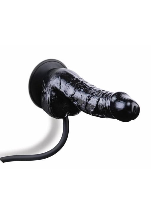 Size Up Ripple Inflatable Silicone Dildo with Balls 6in - Black - Image 3