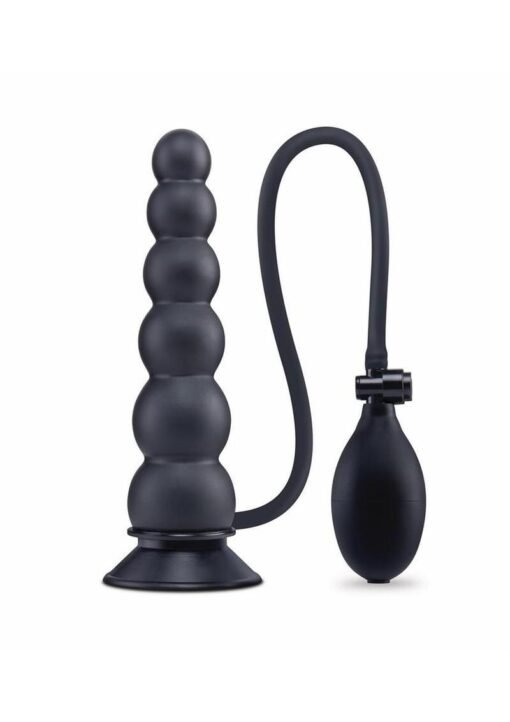 Size Up Ripple Inflatable Silicone Butt Plug 7in - Black - Image 4