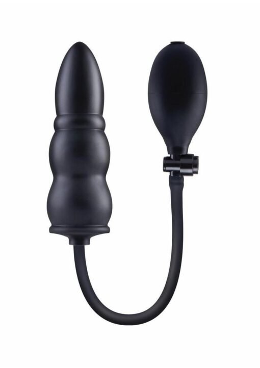 Size Up Ripple Inflatable Silicone Butt Plug 5.5in - Black - Image 4