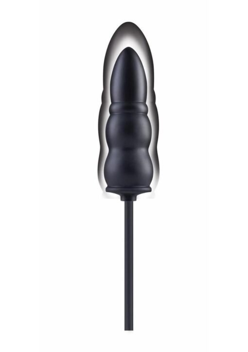 Size Up Ripple Inflatable Silicone Butt Plug 5.5in - Black - Image 2