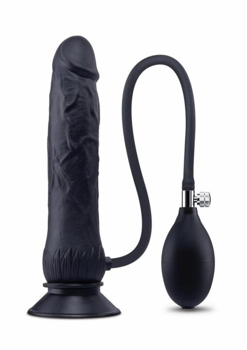 Size Up Ripple Inflatable Silicone Dildo 7.5in - Black - Image 4