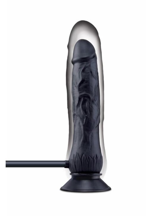 Size Up Ripple Inflatable Silicone Dildo 7.5in - Black - Image 2