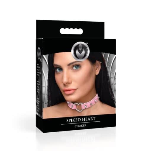 Master Series Spiked Heart Choker - Pink