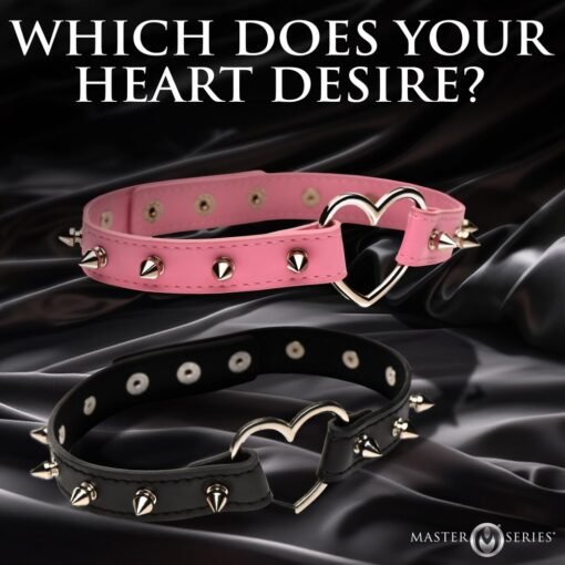 Master Series Spiked Heart Choker - Black - Image 2