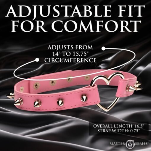 Master Series Spiked Heart Choker - Pink - Image 3