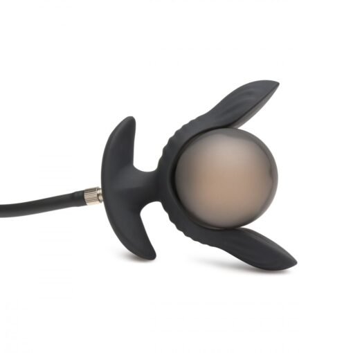 Master Series Dark Pearl Inflatable Rechargeable Vibrating Butt Plug - Black - Image 2