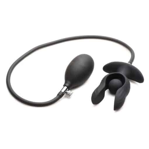 Master Series Dark Pearl Inflatable Rechargeable Vibrating Butt Plug - Black - Image 3