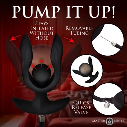 Master Series Dark Pearl Inflatable Rechargeable Vibrating Butt Plug - Black - Image 5