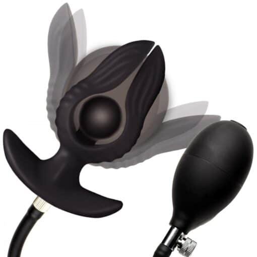 Master Series Dark Pearl Inflatable Rechargeable Vibrating Butt Plug - Black - Image 7