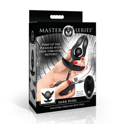 Master Series Dark Pearl Inflatable Rechargeable Vibrating Butt Plug - Black