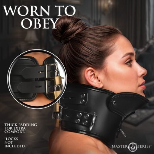 Master Series Rigid Locking Posture Collar with Chin Brace - Black - Image 5