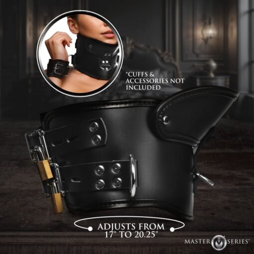 Master Series Rigid Locking Posture Collar with Chin Brace - Black - Image 4