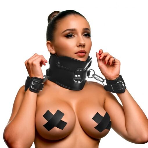 Master Series Rigid Locking Posture Collar with Chin Brace - Black - Image 3