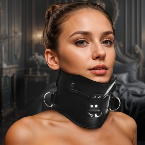 Master Series Rigid Locking Posture Collar with Chin Brace - Black - Image 6