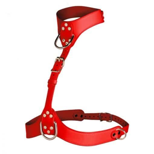 Master Series Vixen Female Chest Vegan Leather Harness - Red - Image 2