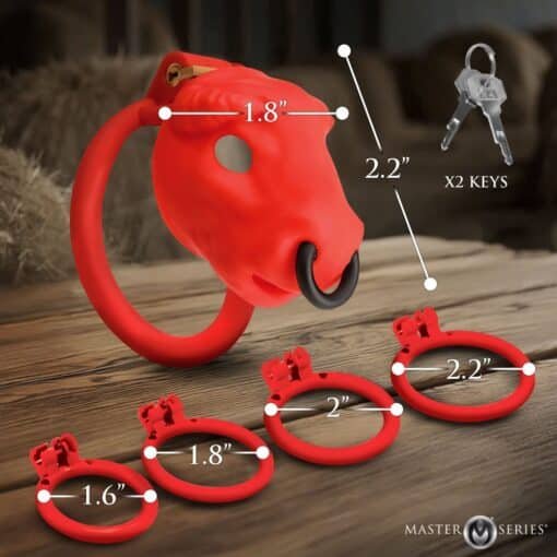 Master Series Bull Chastity Cage - Red - Image 3