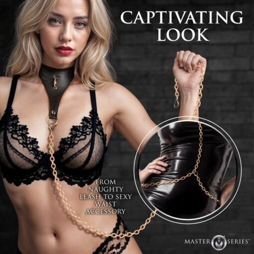 Master Series Captivate Collar with Body Chain - Black - Image 5