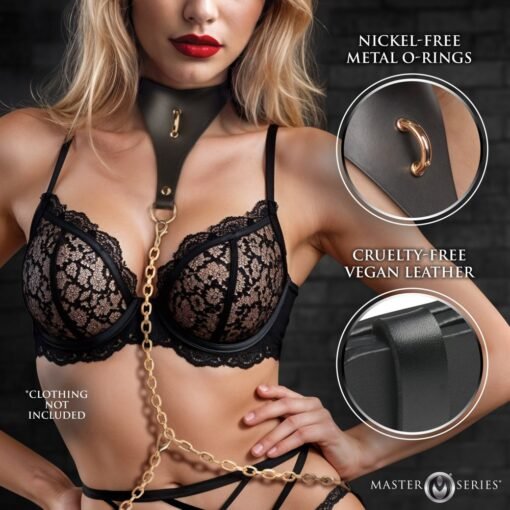 Master Series Captivate Collar with Body Chain - Black - Image 4