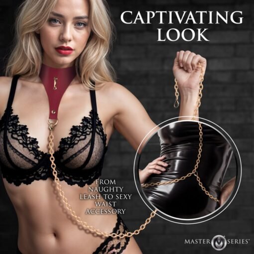 Master Series Captivate Collar with Body Chain - Red - Image 5