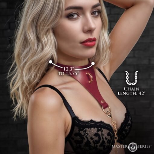 Master Series Captivate Collar with Body Chain - Red - Image 4