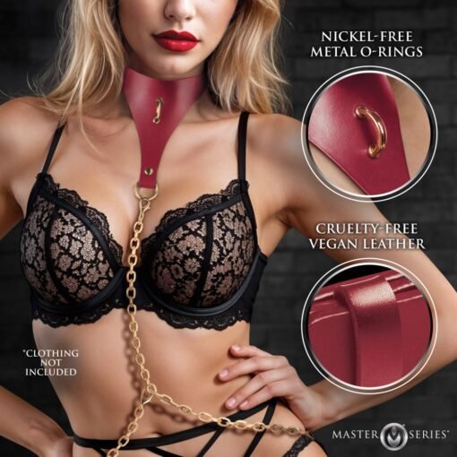 Master Series Captivate Collar with Body Chain - Red - Image 3