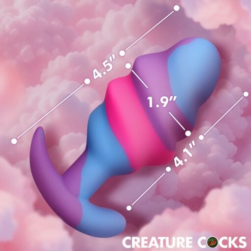Creature Cocks Unicorn Swirl Silicone Butt Plug - Large - Multicolor - Image 3