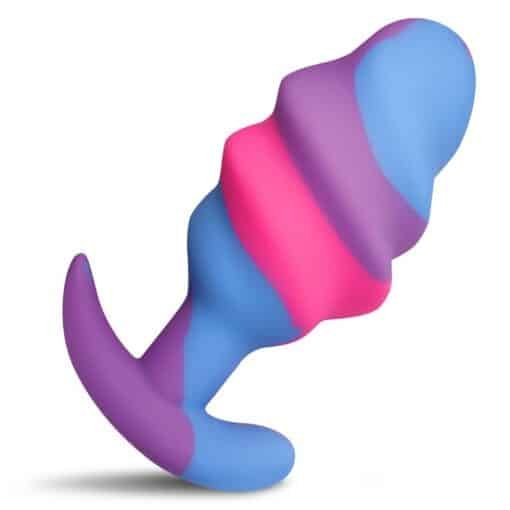 Creature Cocks Unicorn Swirl Silicone Butt Plug - Large - Multicolor - Image 2
