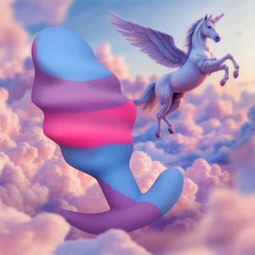 Creature Cocks Unicorn Swirl Silicone Butt Plug - Large - Multicolor - Image 5