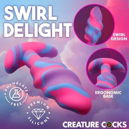 Creature Cocks Unicorn Swirl Silicone Butt Plug - Medium - Multicolor - Image 4