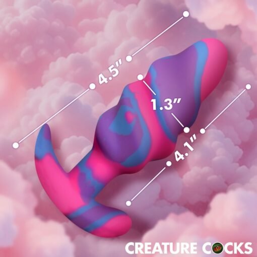 Creature Cocks Unicorn Swirl Silicone Butt Plug - Medium - Multicolor - Image 3