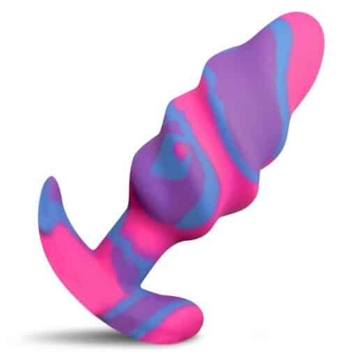Creature Cocks Unicorn Swirl Silicone Butt Plug - Medium - Multicolor - Image 2