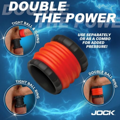 Jock 2-in-1 Silicone Cock Ring - Red/Black - Image 4