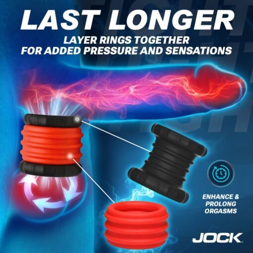 Jock 2-in-1 Silicone Cock Ring - Red/Black - Image 7
