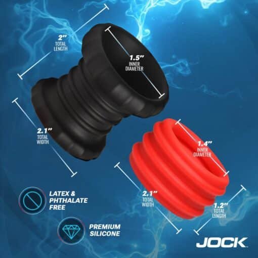 Jock 2-in-1 Silicone Cock Ring - Red/Black - Image 3