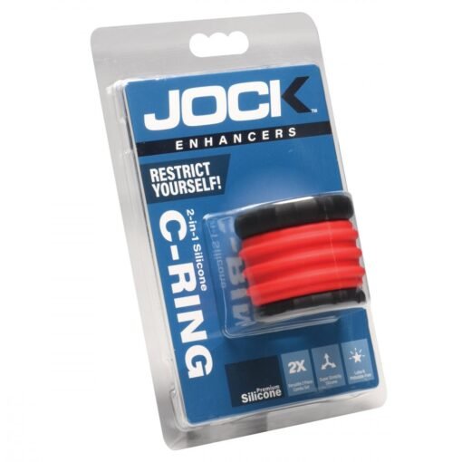 Jock 2-in-1 Silicone Cock Ring - Red/Black
