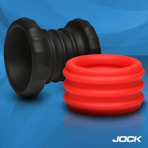 Jock 2-in-1 Silicone Cock Ring - Red/Black - Image 6
