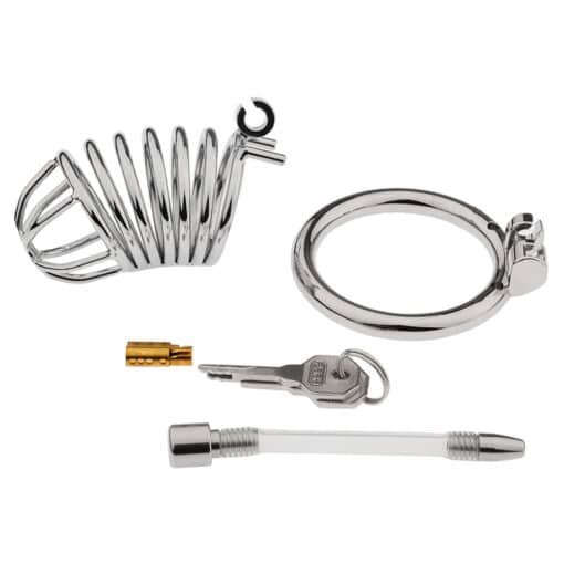 Master Series 30 Bird Cage Chastity Cage with Silicone Urethral Plug (50mm) - Image 5