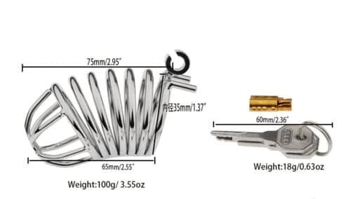 Master Series 30 Bird Cage Chastity Cage with Silicone Urethral Plug (50mm) - Image 2