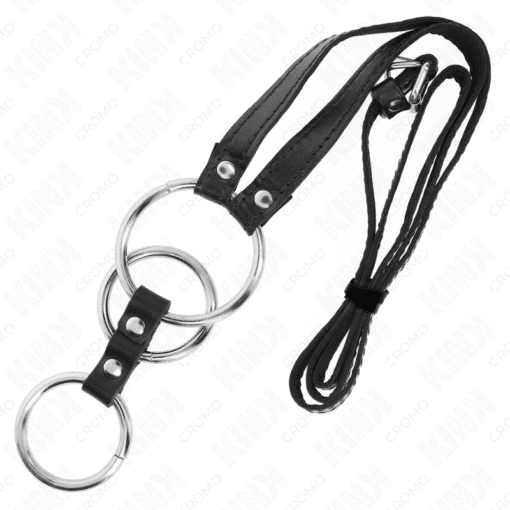 Kink – 3 Connected Metal Penis Rings 3.8 CM TO 5 CM with Leather Belt 112 cm – Nr 16 - Image 3