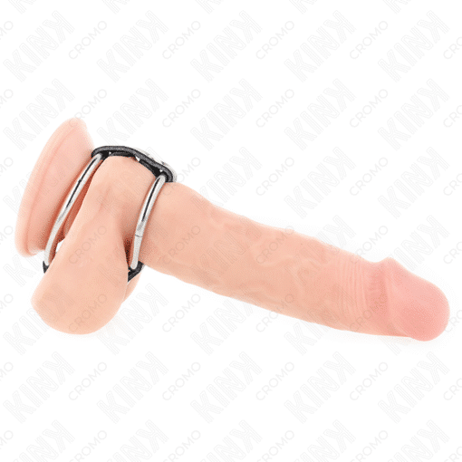 Kink – Double Metal Penis Ring 3.8 CM TO 5 CM Connected by 4 Pin Leather – Nr 28 - Image 4