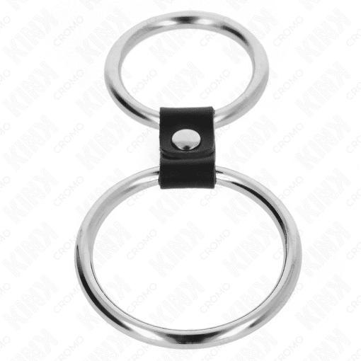 Kink - Double Metal Penis Ring 3.7 CM TO 5 CM Connected by 1 Pin Leather Strap Model 1 - Nr 13 - Image 3